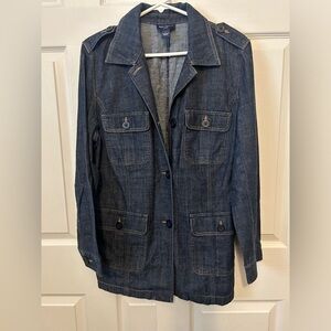 Ann Taylor Dark Blue Jean Jacket 100 cotton lg